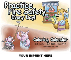 Fire Safety Coloring Calendar -15 Month --Imprinted