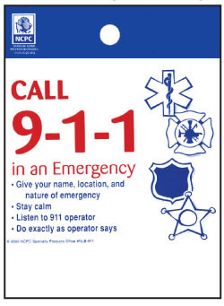 CALL 9-1-1 in an Emergency - Litter Bag - Stock