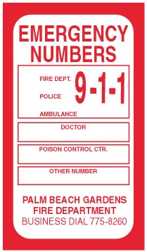 FLEXIBLE EMERGENCY NUMBERS MAGNET
