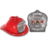 DELUXE Fire Hats - Junior Firefighter Silver Design (Stock)