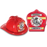 DELUXE Fire Hats - Volunteer Firefighter Red Design (Stock)