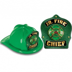 DELUXE Fire Hats - Jr. Fire Chief Green Design (Stock)