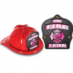DELUXE Fire Hats - Jr. Fire Chief Pink / Black Design (Stock)