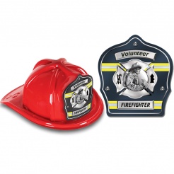 DELUXE Fire Hats - Volunteer Firefighter Black Design (Stock)