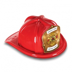 DELUXE Plastic Fire Hats - FD Gold Shield & Maltese Design (Custom)