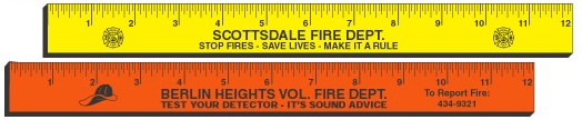 Flourescent 12" Wood Rulers