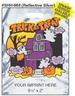 Trick or Treat Bag 11" x 15" Reflective Silver (Spanish)