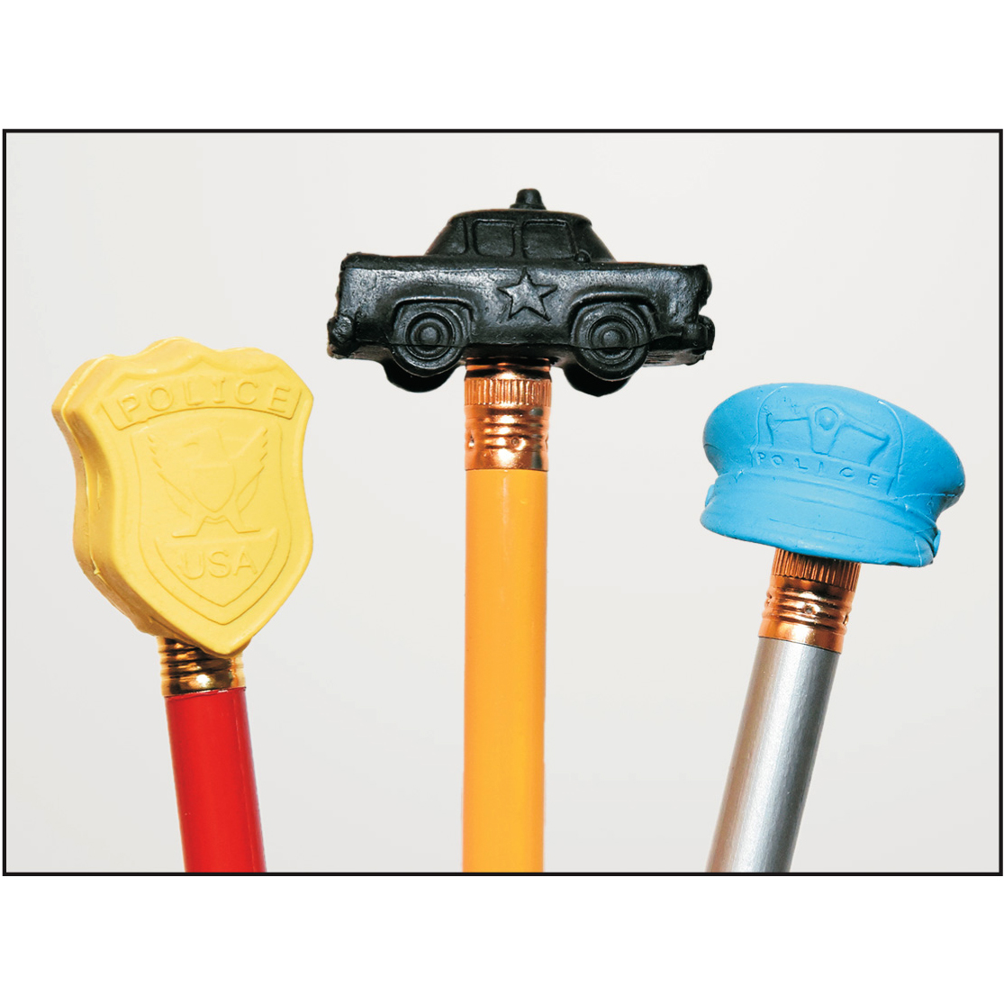 Pencil Top Erasers - Police Themed (Stock)