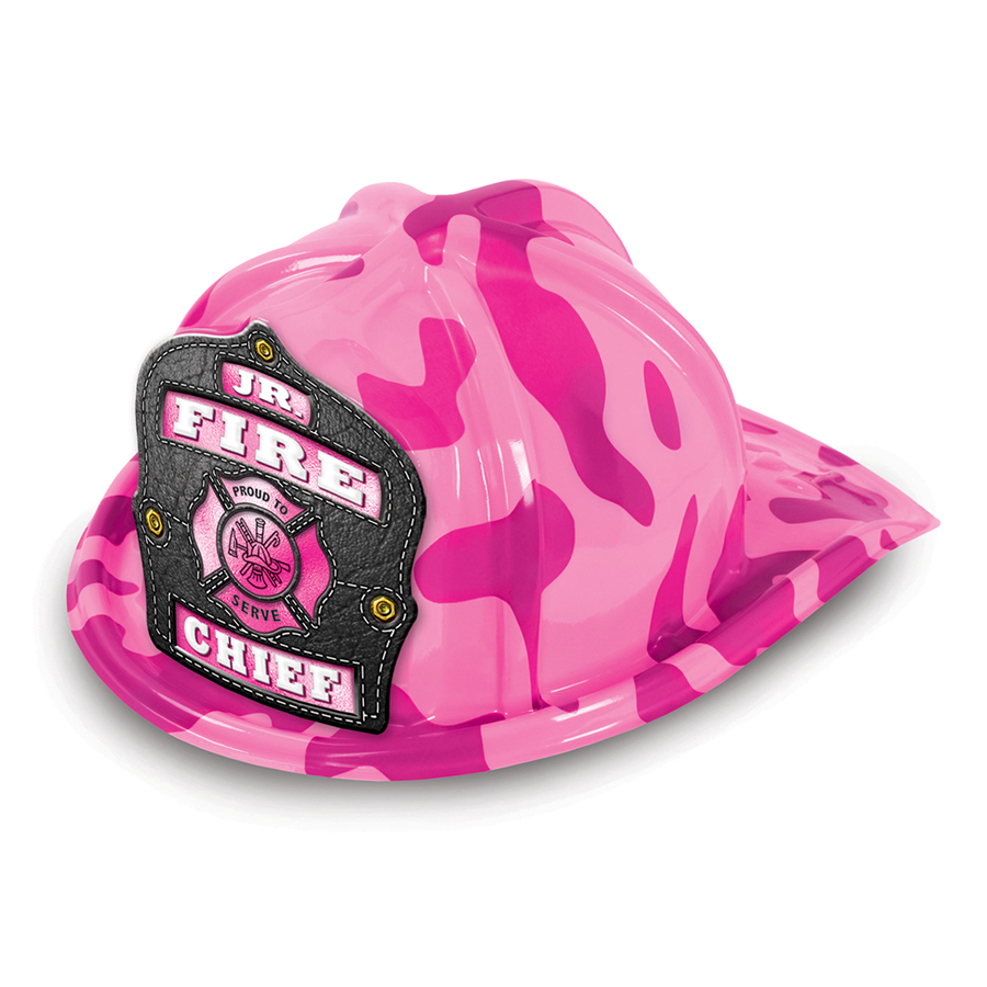 DELUXE Fun Fire Hats - Pink Camo Jr. Firefighter (Stock)