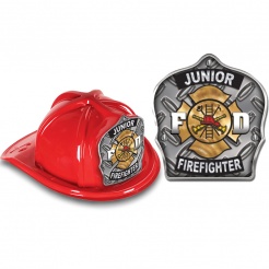 DELUXE Fire Hats - Junior Firefighter Silver Design (Stock)