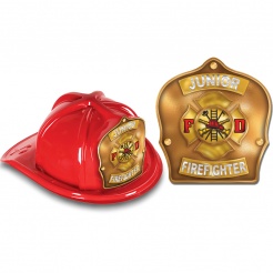 DELUXE Fire Hats - Junior Firefighter Gold Design (Stock)